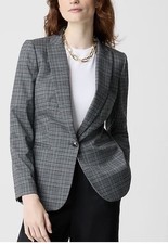 J.Crew One Button Gray Plaid Womens Blazer Size 8 Office Academia Jacket