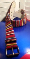 VTG Estonian Folk Woven Belt P ltsamaa Striped Fabric Buckle Size XL 1 5/8 x 43