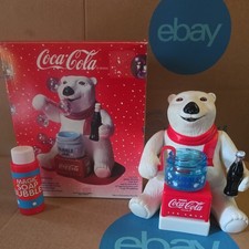 Coca-Cola Bubble Blowing Polar Bear Ornament Magic Soap Bubbles 1996 Original