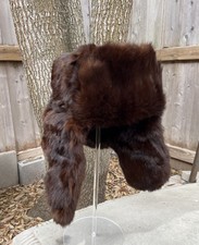 Vintage Adult Small Mink Ushanka Ear Flap Trappers Hat Real Fur Russian Style
