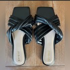 Black pleated criss cross slides by Bamboo in size 8.5 — photo 3