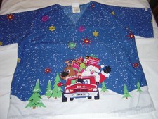Womens BRAND NEW Christmas Scrub Top, Surgical, Nurse, CNA, Physician, UA SCRUBS