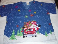 Womens BRAND NEW Christmas Scrub Top, Surgical, Nurse, CNA, Physician, UA SCRUBS