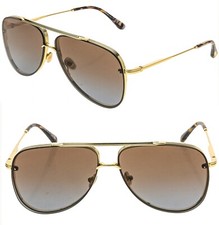 TOM FORD LEON TF1071 30F Gold Brown Metal Aviator Sunglasses Authentic 1071