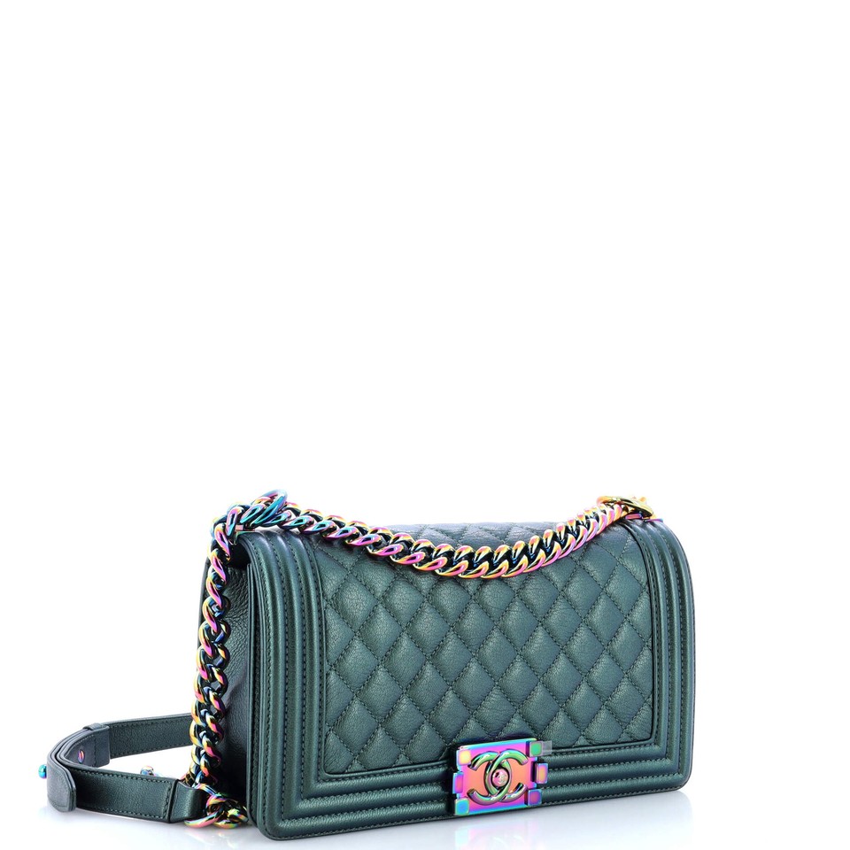 Chanel Boy Flap Bag Quilted Iridescent Goatskin Old Medium eBay