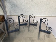 4 ANCIENNES EQUERRES EN FER FORGE SUPPORT POUR ETAGERE ESTAMINET DECO