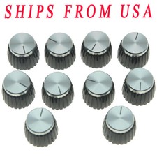 KAISH 10xGuitar AMP Amplifier Knobs Black w/Silver Cap Push-on Knob fit Marshall