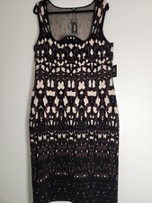 Express Dress Womens XL Black Body Contour Printed Midi Sweater Bodycon Dress
