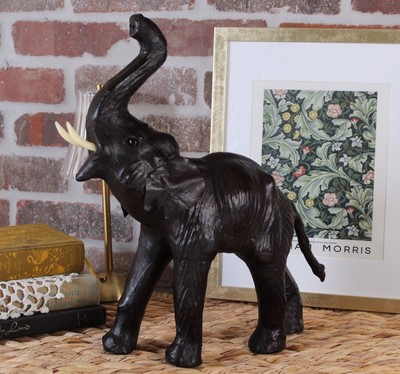 Large 16  Tall Elephant Statue Decorative Safari Animal Leather Real Life Like