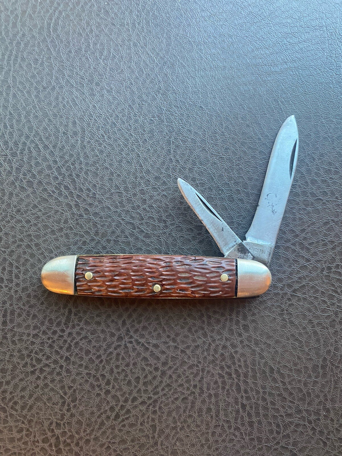 Vintage Kingston Knife Made in USA Jigged Handles Vintage