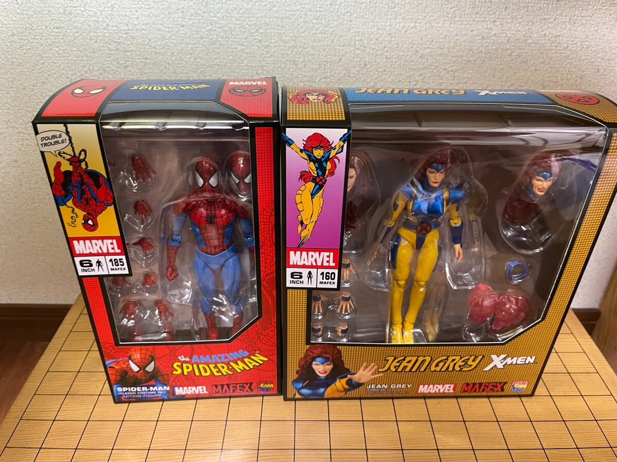 Mafex 160 Marvel X-Men Jean Grey & No.185 Spider-Man Action