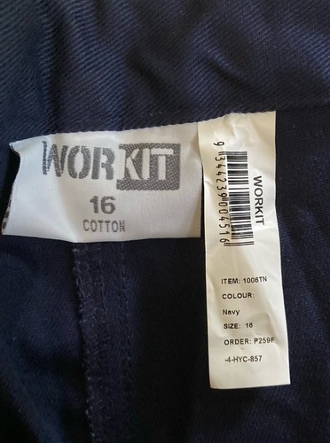 New Workit Cargo Work Pants Women Sz 16 Lightweight Cotton Drill Reflective Navy - Picture 10 of 14