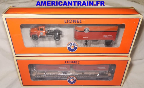Southern Pacific PS-4 FlatCar w/Piggyback Trailers & O Scale Truck Lionel
