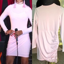 LIGHT PINK THERMAL BODYCON RUCHED CLUB DRESS SIZE XS WOMEN JR TEEN FREE SHIPPING