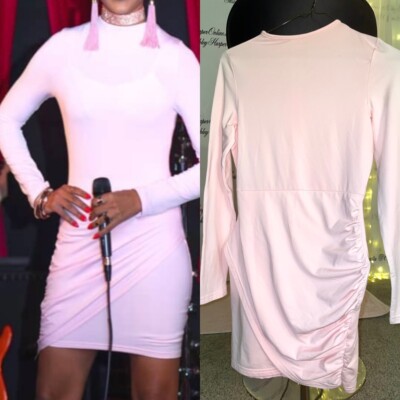 LIGHT PINK THERMAL BODYCON RUCHED CLUB DRESS SIZE XS WOMEN JR TEEN FREE  SHIPPING | eBay