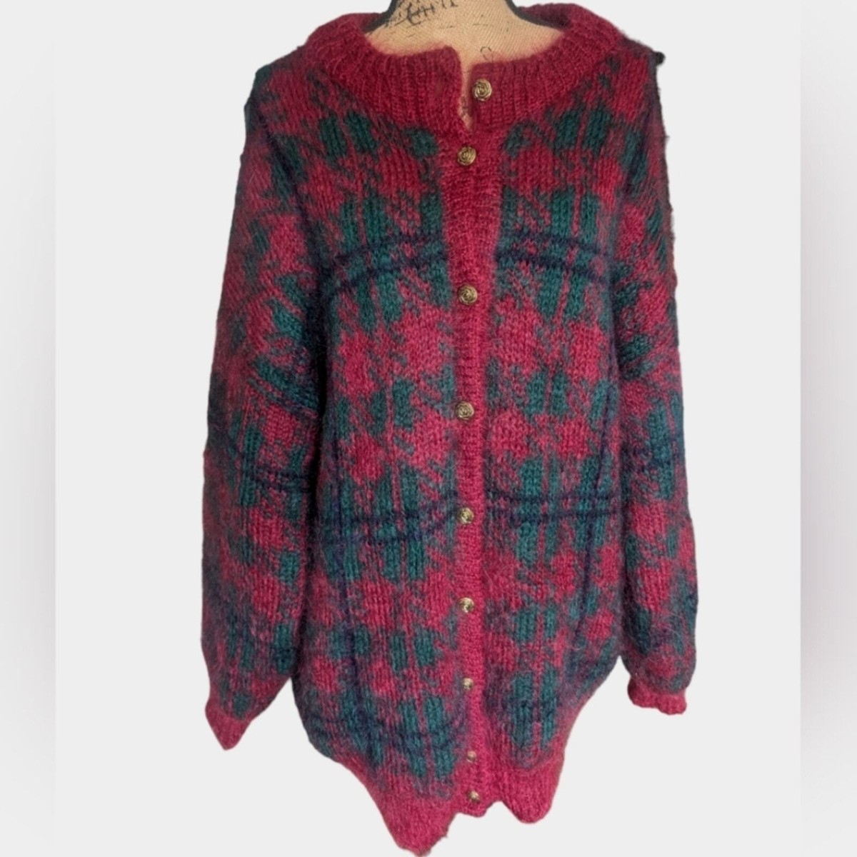 Vintage Mohair Cardigan Chunky Geometric Confetti Color Vintage Mohair Cardigan Chunky Geometric Confetti Color
