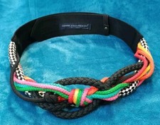 Vintage 80s Ginnie Johansen Designs Colorful Woven Tapestry Cord Belt