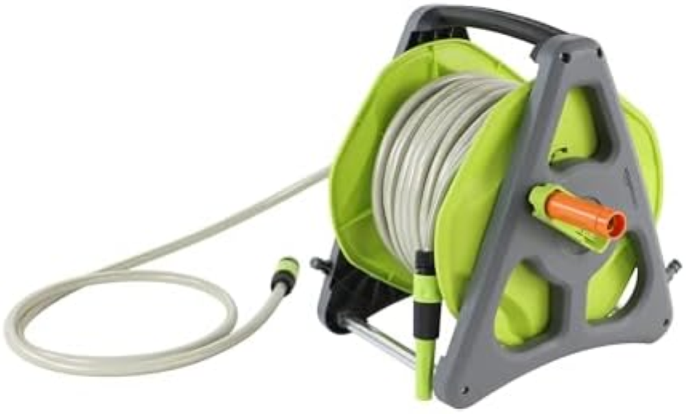 Amazon Basics Avvolgitubo da parete con tubo da 30 m, Verde/Grigio