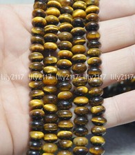 Natural 5x8MM Genuine Yellow Tigers Eye Gemstone Rondelle Loose Beads 15"