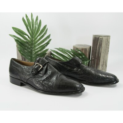 Moreschi Monk Strap Black Leather Oxford Loafer Shoes Size  display picture 3