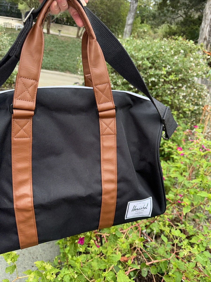 Herschel Supply Co Ravine Black Duffle Bag Black Tan Double Handle (K