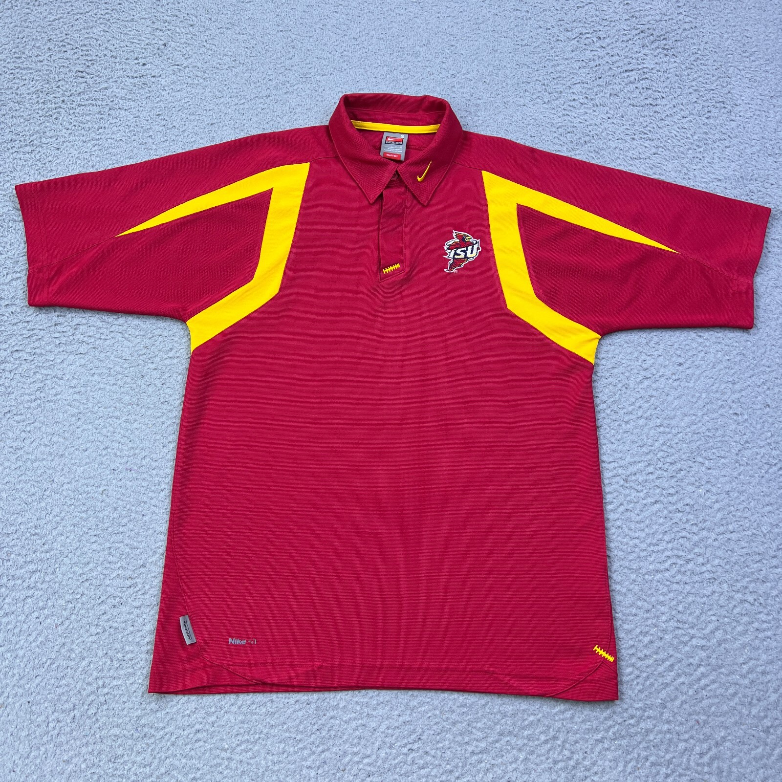 Nike Team Iowa State Cyclones Polo Shirt Mens S Red Dri-Fit NCAA Football Swoosh