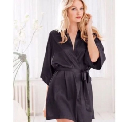 Vs Angel Robe Victoria's Secret Women's Angels Satin Kimono Robe Belted Black One ...