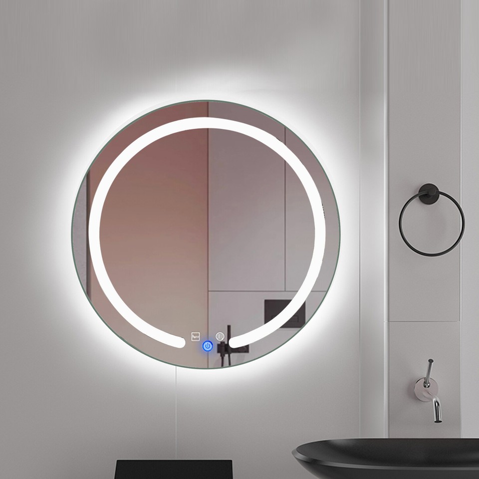 20" Round LED Bathroom Lighted Mirror Illuminated Wall Touch Light for