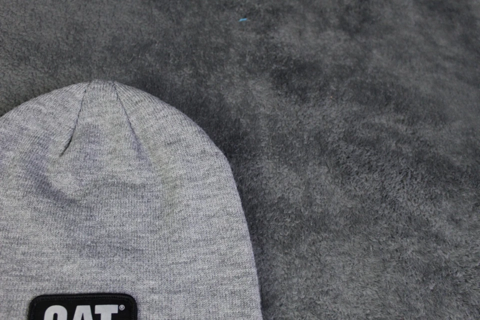 Catepillar Hat One Size Gray Logo Beanie Knit Outdoor Cap Stretch Pull Over Work - Image 3 of 4