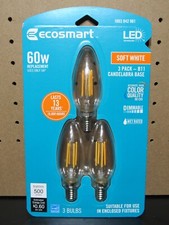 3 PACK CANDELABRA E12 base SOFT WHITE 60W Equial 5W LED Filament Light Bulbs UL