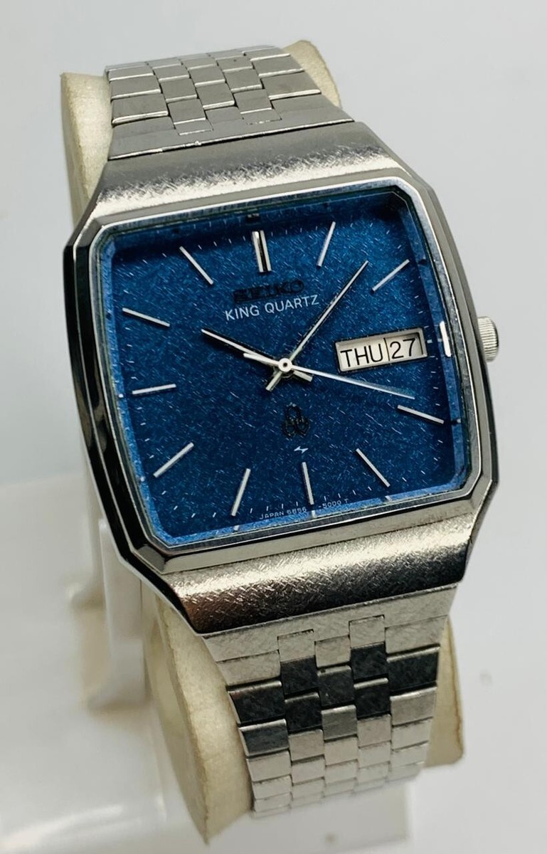 Vintage Seiko King Quartz Rare Blue Snowflake Dial 5856-5000 Men's