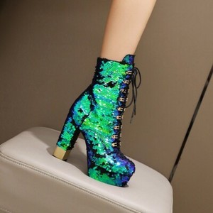 sequin heel boots