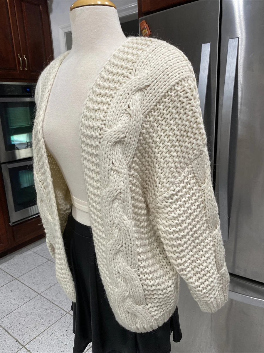 Wishlist CREAM LONG Sleeve CARDIGAN Sweater S M Women s eBay