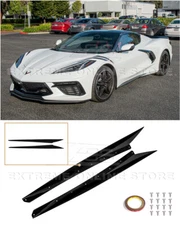 For 20-Up Corvette C8 | Z51 Style GLOSS BLACK Add-On Side Skirts Rocker Panel