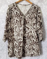 Belle by Kim Gravel 3/4 Sleeve Signature Zipper Top 2X Snake Print A375863.