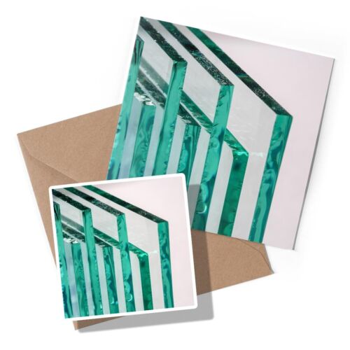 1 x ensemble de cartes de vœux et d'autocollants - feuilles de verre coupées art #3301 - Photo 1/3
