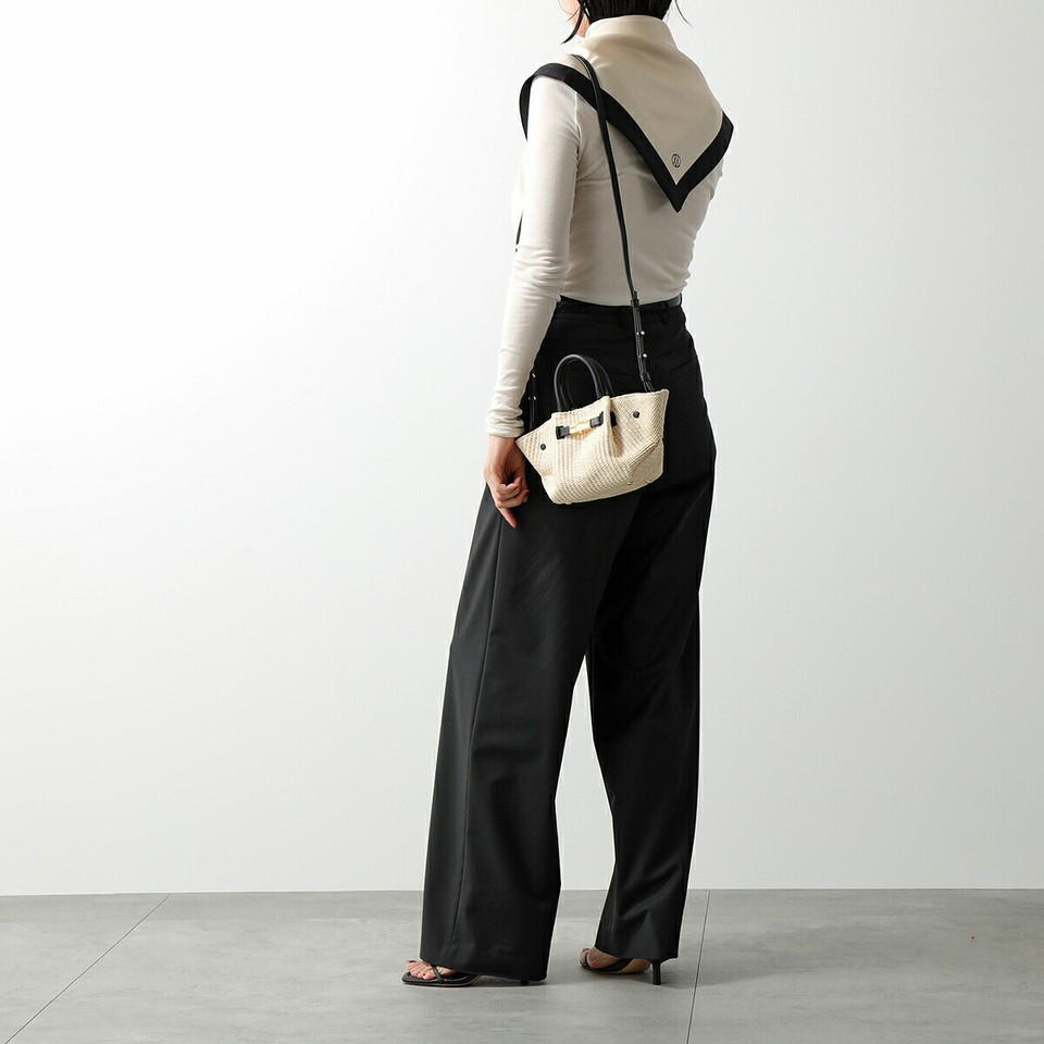 DEMELLIER MINI NEW YORK Basket Bag for Women Shoulder Bag, Raffia x