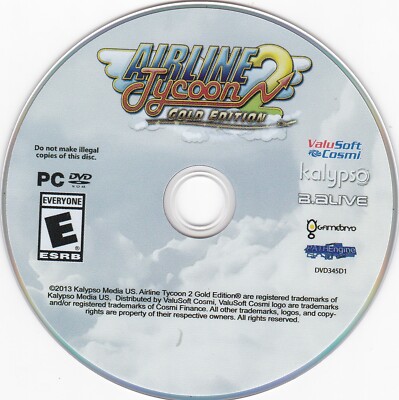 Airline Tycoon 2: Gold Edition (PC Game DVD-ROM, 2013, Kalypso Media)*DISC ONLY*
