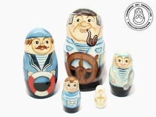 Sailor Nesting doll 5pcs 11cm, Kids Gift, russian Matryoshka Dolls, Seaman Gift