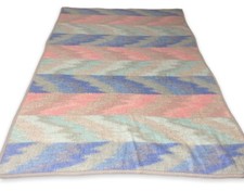 Vtg Acryl Velours Biederlack Blanket Southwestern Zigzag Stripe Pastel 54x73