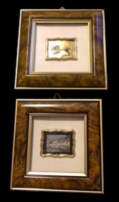 Lo Studio Designer LM Italy miniature paintings (2) silver 23kt gold leaf