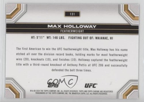 2024 Topps Chrome UFC Max Holloway #131 1e9q - Picture 2 of 3