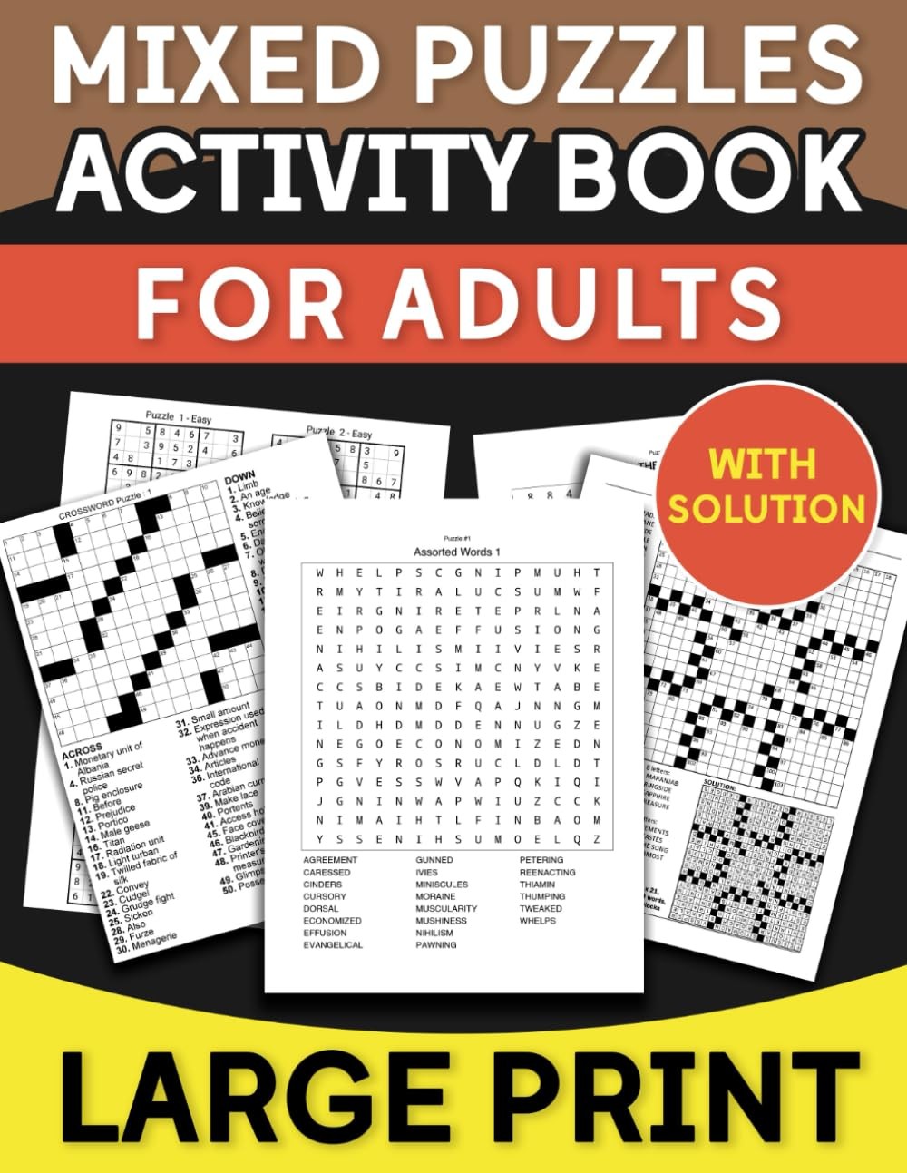 Mixed Puzzles Activity Book For Adults: The Fun And Relaxing Brain Games Crossw
