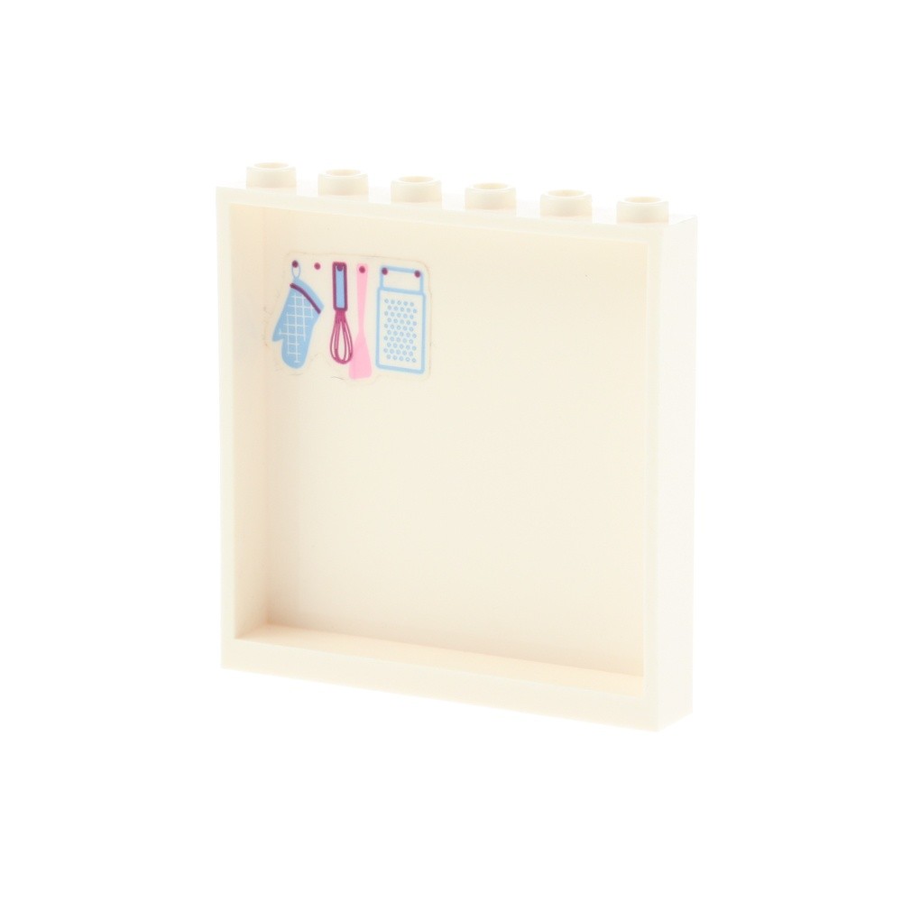 1X Lego Panel 1X6X5 White Sticker Inside Kitchen Utensils Hanging 59349PB114
