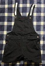 VTG Dickies Small Bib Shortalls Y2k Denim Cutoff Overalls Black USA Made