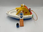 Fisher Price Little People Vintage 1988 Boat SS Tadpole Fish & Pole Pool #2524