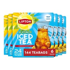Lipton Decaf Black Iced Tea Bags, Family Size Zero 24 Count Pack of 6