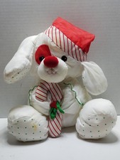 Vintage Fisher Price Puffalump Puppy Dog Plush Candy Cane 12" Christmas 1990