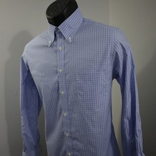Brooks Brothers Button Up Mens 15-32 Milano Fit Plaid Stretch Non-Iron Supima