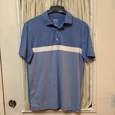 Croft Barrow Men s Med Performance Blue Heather/White Short Sleeve Polo Shirt